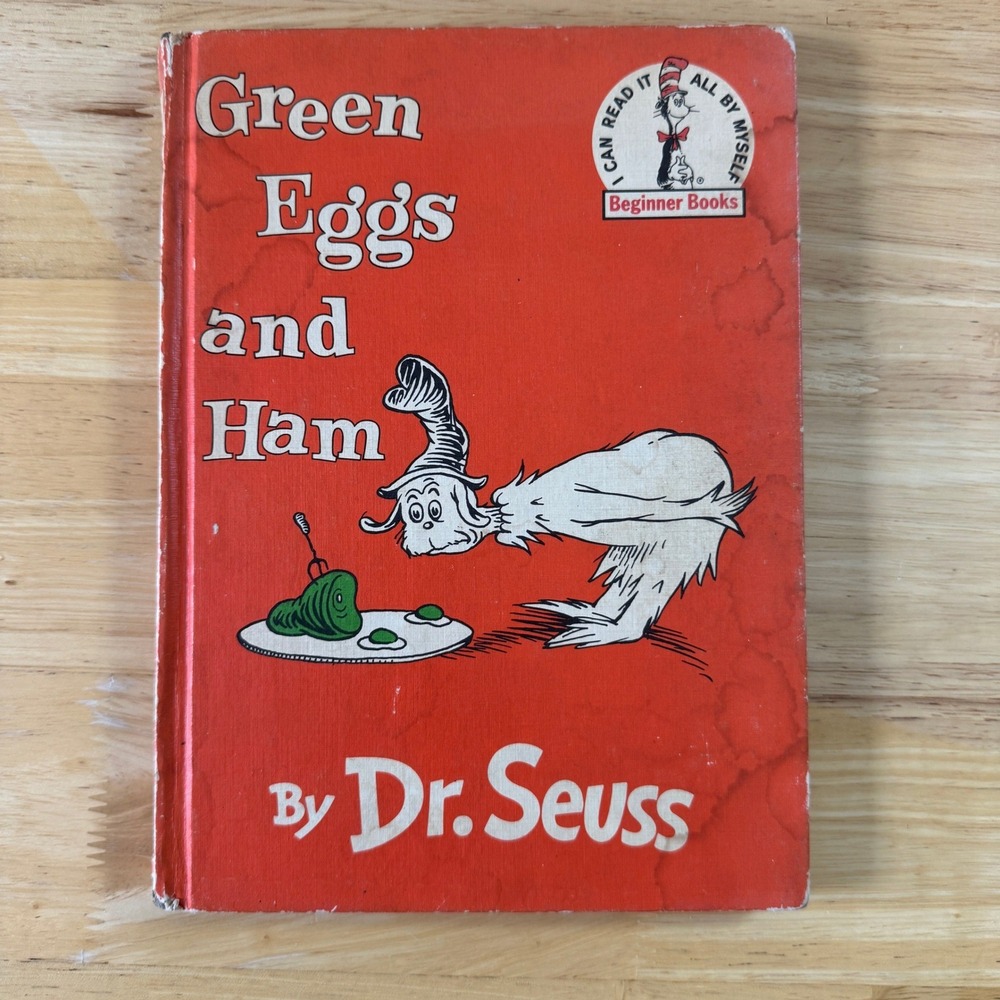 Green Eggs and Ham Dr Seuss Hardcover 1960 Beginner Books Vintage Childrens Book